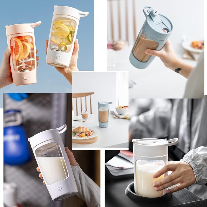 Electric Shaker Bottle 22oz Rechargeable Self Stirring Cup BPA Free Tritan | Portable, leak-proof, easy clean, powerful motor. For protein, coffee, milk, gym, kitchen, office, school, travel
