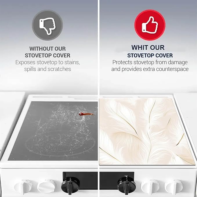 HOMETITUTE White Feather Stove Top Cover 28x20 Diatomite Heat Resistant Mat
