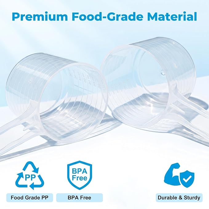 2 Pack 100ml/20tsp/50g Scoop for Creatine,Protein,Powders,Cooking,Recipes,Lab,Food Grade,Plastic PP Material,BPA-free,Meets FDA Standards