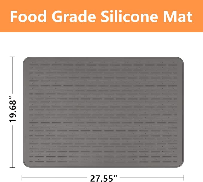 Stove Top Cover for Electric Stove- Range Covers for Electric Stove,Silicone XXL Dish Drying Mat, Glass Cooktop Covers, Flat RV Range top Mats (Gray, 28"x20")