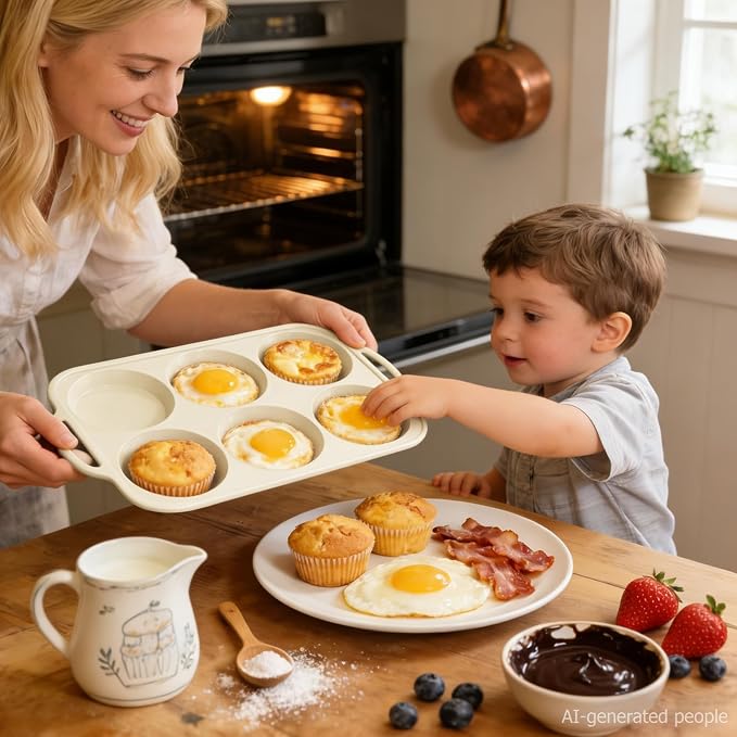Nonstick Silicone Muffin Top Pan: 4 Inch Jumbo Silicone Egg Molds Frame | with Metal Frame for Baking Breakfast Sandwiches/English Muffins Egg Bites Hamburger Buns - Oven Housewife Toeusog