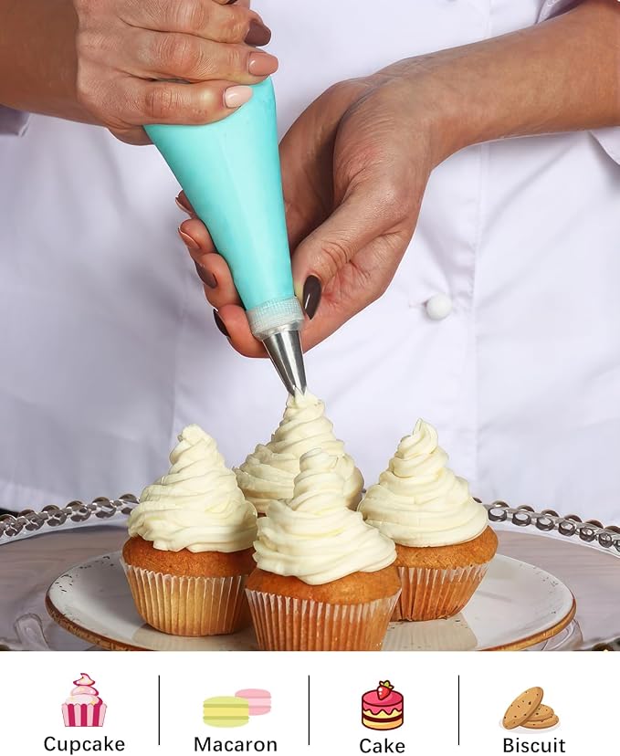 176PCS Piping Bags and Tips Set,Cake Decorating Frosting Pastry Kit | Stainless Steel Nozzles, Food-Grade Silicone, Anti-Burst Design, Cupcakes Cookies Holidays, Beginner Friendly Baking Supplies