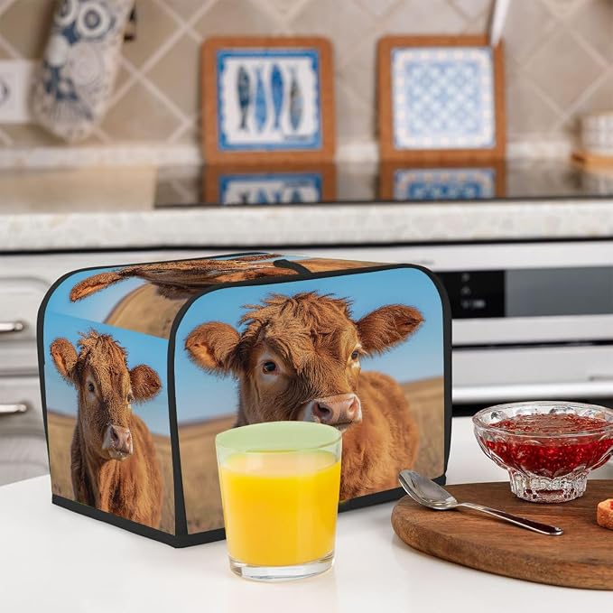 2 Slice Toaster Cover Highland Cattle Cute Cow Toaster Covers Two Slice Wide Slot Waterproof and Dustproof Covers for Wide Slot Toasters and Small Appliances Kitchen Decor Gifts