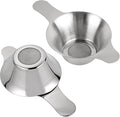 AUEAR, 2 Pack Different Size Stainless Steel Mini Strainer Fine Mesh Tea Funnel Coffee Filter with Double Handles