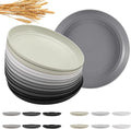 HEYCOME 12 Pcs Unbreakable Deep Dessert Plates Set, 8 inch Reusable Plastic Wheat Straw Plates, Microwave and Dishwasher Safe Plate for Kitchen, Lightweight Plate for Dessert, BPA Free, 6 Colors