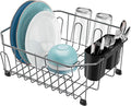 Small in Sink Dish Drying Rack - Stainless Steel for RV Kitchen | Compact Design for Apartments, Angled Corners Fit Square & Round Sinks, Utensil Holder, Cup Hooks, 1-2 Person, 11.6" x 13.4"