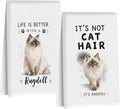 Jztco 2 Pcs Funny Cat Kitchen Towels, Cute Cat Gifts Reusable Hand Towels-1 | Cat Dish Cloths for Drying Dishes, Cats Waffle Dish Towels for Kitchen Bathroom Decor, Cat Lover Gifts for Women Grandma Mom