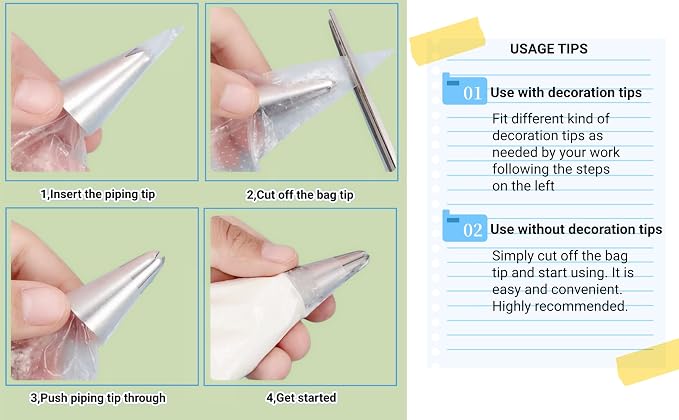 15 Inch Piping Bags 200 Pack - Disposable Pastry Bags - Thick Anti-Burst Pastry Icing Frosting Piping Bags For Decorating Cupcakes Cakes Cookies (15 Inch-200 Pack)
