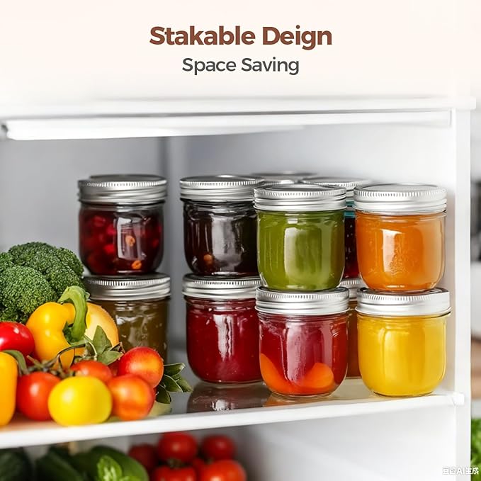 ComSaf 8 oz Wide Mouth Mason Jars, 6 Pack Small Half Pint Jars with Lids | BPA-Free, Half-Pint Portion, Chunky Salsa, Overnight Oats, Party Favors, Meal Prep, DIY Candles, Labels and Twine