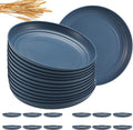 HEYCOME 12 Pcs Unbreakable Deep Dessert Plates Set, 8 inch Reusable Plastic Wheat Straw Plates, Microwave and Dishwasher Safe Plate for Kitchen, Lightweight Plate for Dessert, BPA Free, Dark Blue