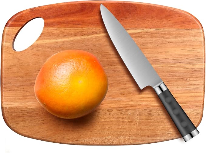 Small Acacia Wood Cutting Boards for Kitchen with Hanging | Mini Wooden Cutting Board for Vegetables, Fruit, Bread, Meat - BPA Free, 9" x 6.5"
