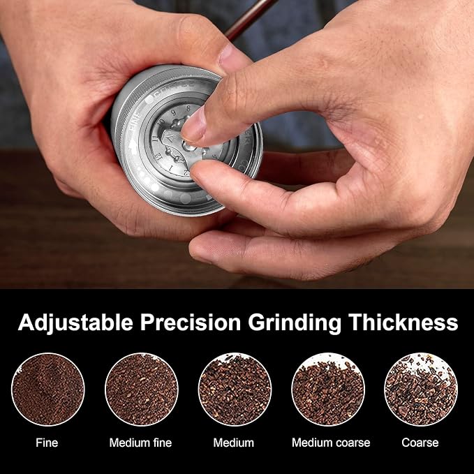 M6 Manual Coffee Grinder for Espresso Pour Over French Press Moka | Conical Burr,24 Adjustable Settings,All-Metal Body,Portable Hand Grinder for Travel,Camping,Home & Office,25g Capacity