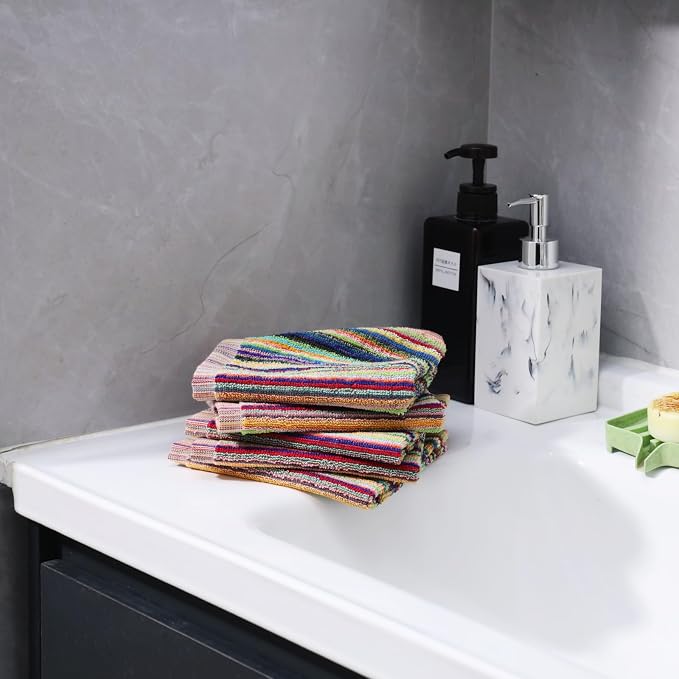 Kitchen Dishcloths for Washing Dishes, Ultra Absorbent Dish Rags, Cotton Cleaning Cloths Pack of 8, 12x12 Inches (multi-1, 12x12 inch) | High Absorbent, for Cleaning Drying Wiping, Quick Dry, 100% cotton Dishcloths, Kitchen Washcloths 12x12 Inches