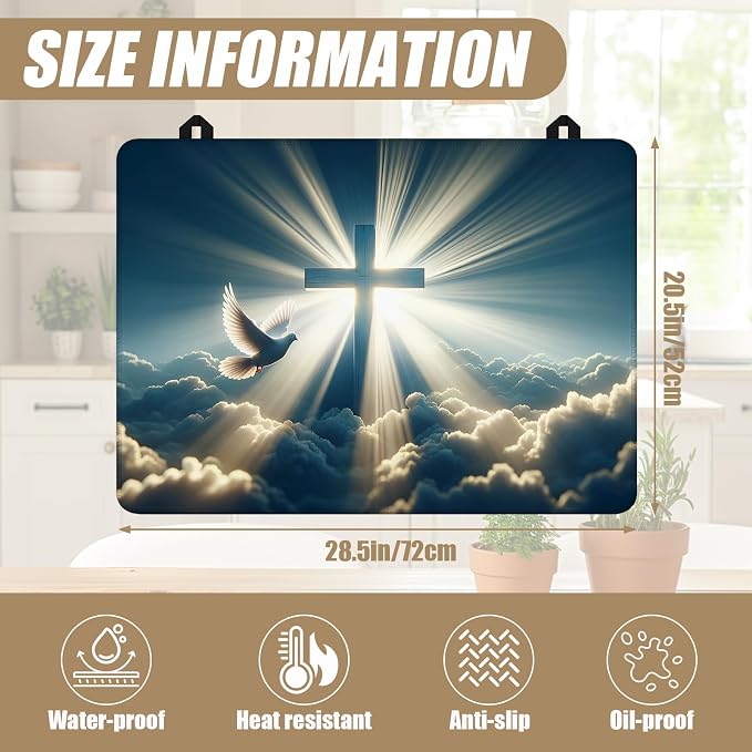 Blessed Cross Heaven Stove Top Covers for Electric Stove, Electric Gas Stove Pad Heat Resistant Range Cooktop Protector for Home Decor Kitchen 28"x20"