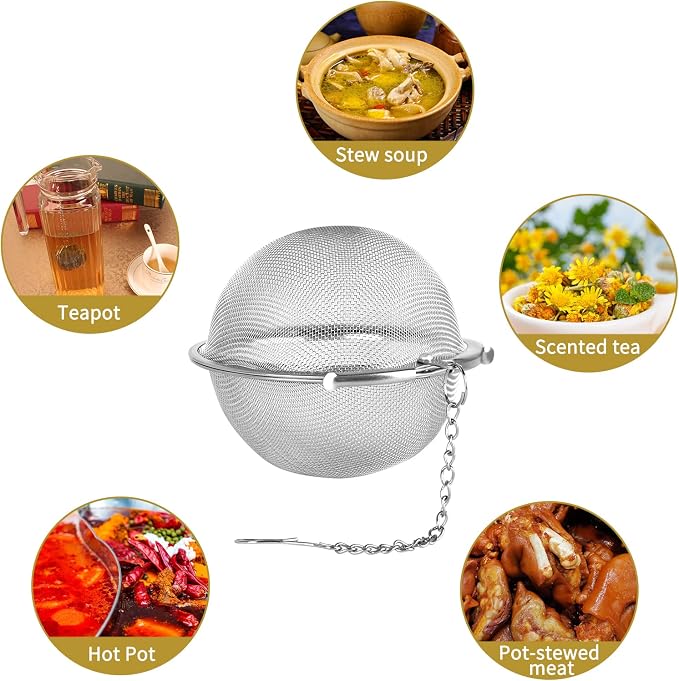 Fu Store 2pcs Stainless Steel Mesh Tea Ball 3.55 inches Tea Strainers | Teas Infuser Strainer Filters for Teas