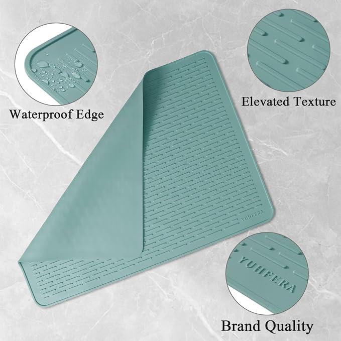YUHFERA Stove Top Cover for Electric Stove - Silicone Stove Mat for Glass Top, Glass Cooktop Protector, XL Dish Drying Mats for Kitchen,Oven Covers for Electric Stove (Aqua,28 x 20)