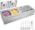 VEVOR Countertop Food Serving Display Container, Stainless Steel Food Salad Server Tray, Buffet Condiment Dispenser, Ice Cooled Rack with Separate Lid, for Restaurant Hotel Kitchen (2x1/6+3x1/9 Pan)
