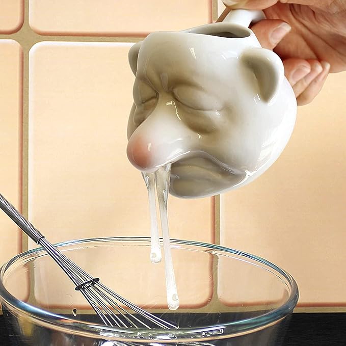 Funny Egg Yolk Separator, Ceramic Egg Yolk White Running Nose Separator Mug, Egg Divider Filter Tool, Household Kitchen Gadget Tools for Baking, Gag Gift Fun White Elephent Gift