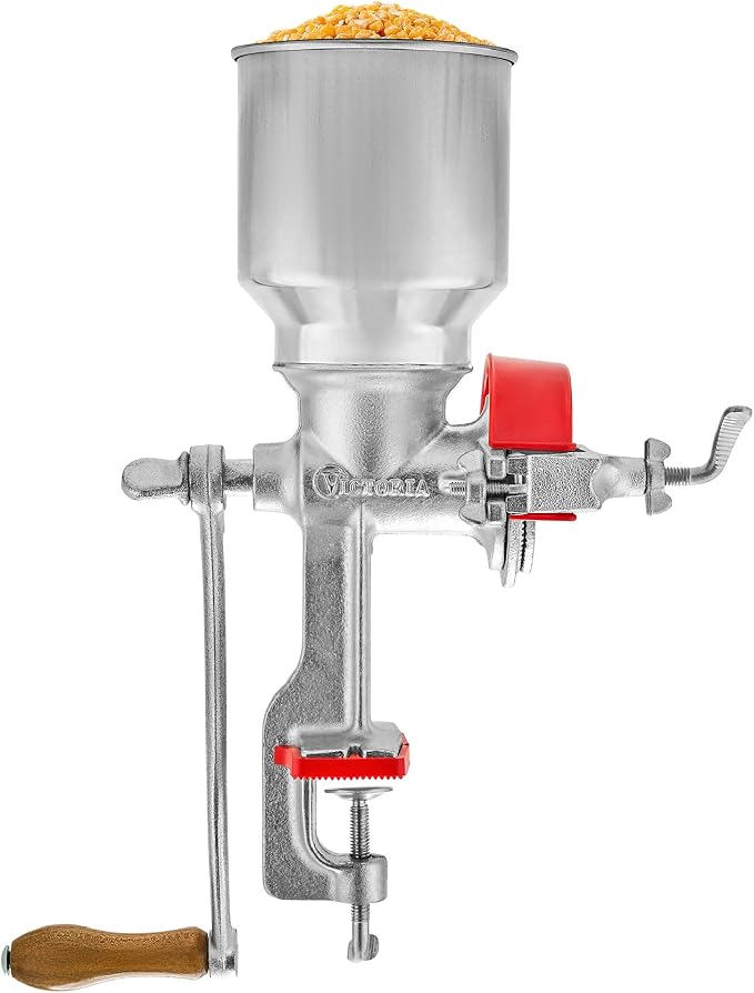 Victoria Manual Cast Iron Grain Mill with High Hopper, Premium Corn-Grinding Mill and Grain Grinder, Made in Colombia | Premium Corn-Grinding Mill and Grain Grinder, Made in Colombia