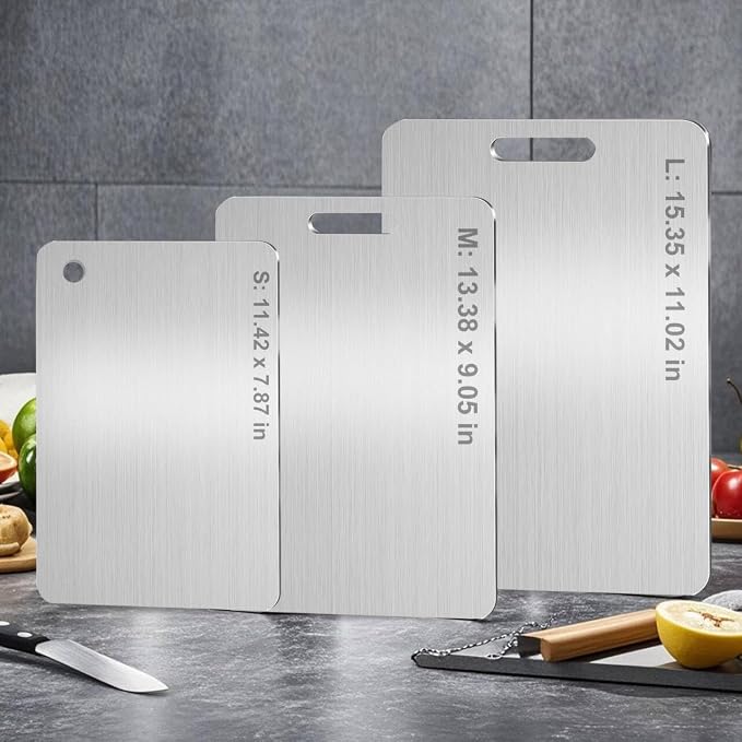 Titanium Cutting Board,100% Pure Titanium Cutting Boards for Kitchen,Food-Grade Double Side Available Non Toxic Chopping Board,Dishwasher Safe Hygiene Durable Boards(1PC-M)