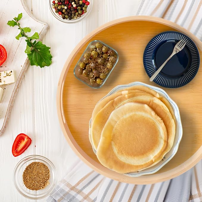 10in Bamboo Lazy Susan Organizer Turntable for Cabinet | Spice Turntable Organizer for Kitchen, Round Rotating Serving Tray Turntable Seasoning Organizer for Table Top