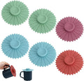 6 Pcs Sunflower Silicone Stretch Lids Multicolored for Mugs, Cups, Bowls, Glass Containers, Silicone Cup Covers Food Grade Dust-proof Alright Seal for Coffee and Tea