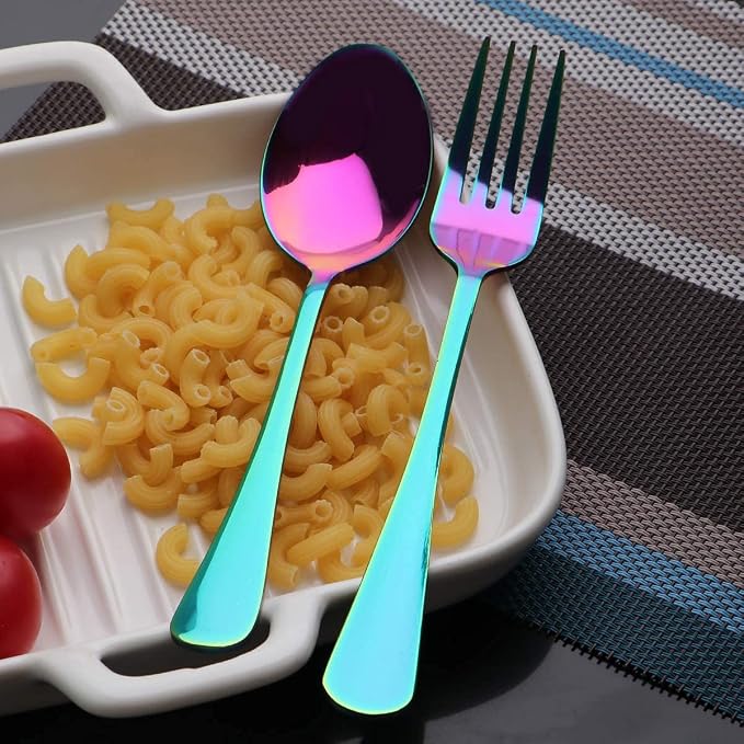 Travel Utensils Set with Case Reusable Portable Cutlery Set Stainless Steel 8pcs Including Dinner Knife Fork Spoon Chopsticks Straws(Rainbow) | Dishwasher Including Dinner Knife Fork Spoon Chopsticks Straws Travel Fork Spoon Knife for Work, School, Cam...