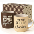 Triple Gifffted Lets Have Coffee Together Mug Set For Couples, 13oz Ceramic | Engagement Wedding Gifts for Couple, Bride & Groom, Newlywed, Bridal Shower, His and Hers, Mr and Mrs, Christmas, Valentine's