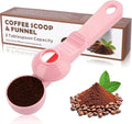 2-in-1 Coffee Scoop with Funnel, 2 Tbsp Measuring Spoon for Reusable K Cups, Ground Coffee, Protein Powder & Tea, Mess-Free Plastic Design（Pink-1pack）