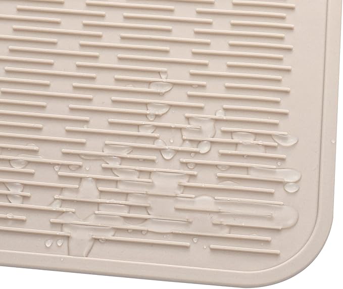 MicoYang Silicone Dish Drying Mat for Multiple Usage,Easy clean,Eco-friendly,Heat-resistant Silicone Mat for Kitchen Counter or Sink,Refrigerator or Drawer Liner Tapioca 3XL 28 inches x 18 inches