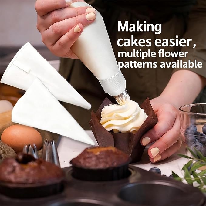 Reusable Piping Bags and Tips Set- GleeAnt Frosting Piping Kit for Baking 6pcs Large Stainless Icing Tips for Cake Decorating- 16inch Pastry Bags,Coupler I Professional Cupcake Kit (11)