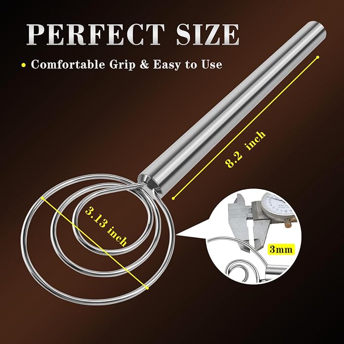 TEEVEA Danish Dough Whisk Stainless Steel for Sourdough Bread | Dutch Dough Hook, Replaces Hand Mixer and Spoon, Bread Baking Tool, Food Grade Rust Resistant Steel, Non-Stick, Easy to Clean