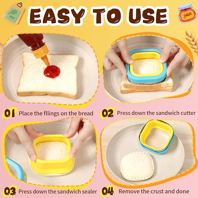 laxizar 16 Pcs Sandwich Cutters Cookie Cutters Uncrustable Bread Maker