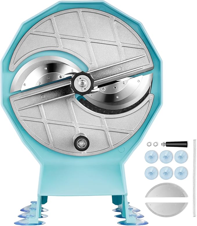 VEVOR Manual Vegetable Fruit Slicer, 0-0.5"/0-12mm Thickness Adjustable Commercial Slicer Machine, Double Feed Ports, Stainless Steel Blade Food Cutter Slicing Machine for Cucumber, Lemon, Tomato