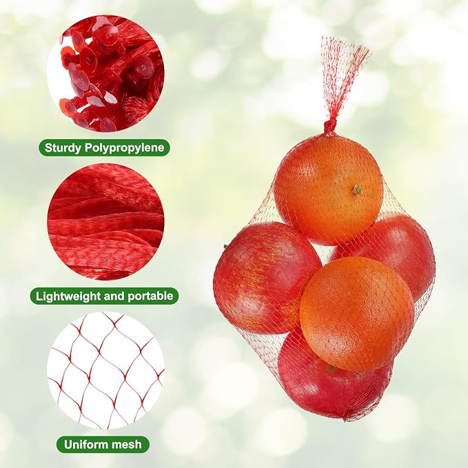 uxcell 150pcs Egg Hatching Bags, 16 Inch Mesh Nylon Netting Reusable Produce Mesh Bags Strong Stretchable Plastic Seafood Boil Bags for Fruits Vegetables Storage, Red