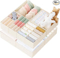 Drawer Organizer Clothes, 10 Pack Dresser Organizer for Baby Clothes, Underwear, Sock- Foldable Closet Organization and Storage Dividers Bins for Nursery, Bedroom (Beige)