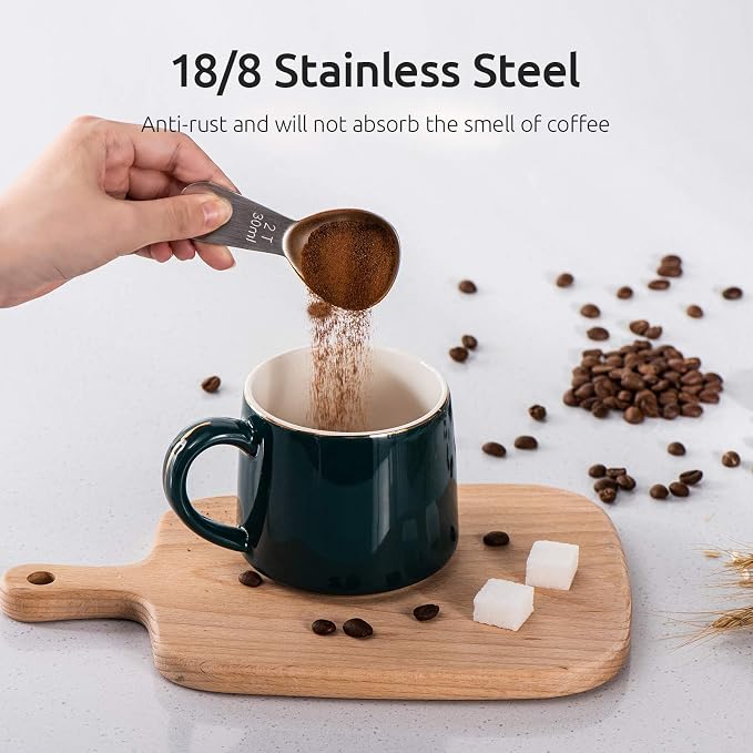 U-Taste 18/8 Stainless Steel Coffee Scoop: 2 Tbsp Scoop Metal Measure Spoon | Stainless Steel Tablespoon Measuring Spoon, Tablespoon Coffee Spoons, Short Handle Tbsp Scooper for Ground Coffee Bean Powder