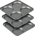 Tiawudi Muffin Top Pan, 4-Cup Hamburger Bun Pan, Large Whoopie Pies Pan, Non-Stick Bakeware for Eggs, Cornbread, Small Cake Layers and Drop Cookies, Set of 3