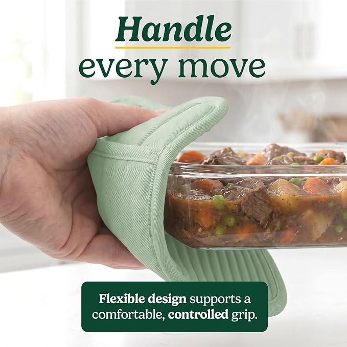 Cuisinart Silicone Pot Holders, Set of 2 7"x9", Heat Resistant 500F | Non-slip grip back is waterproof, hand pocket for secure hold, doubles as a trivet, wipe clean, hanging loop