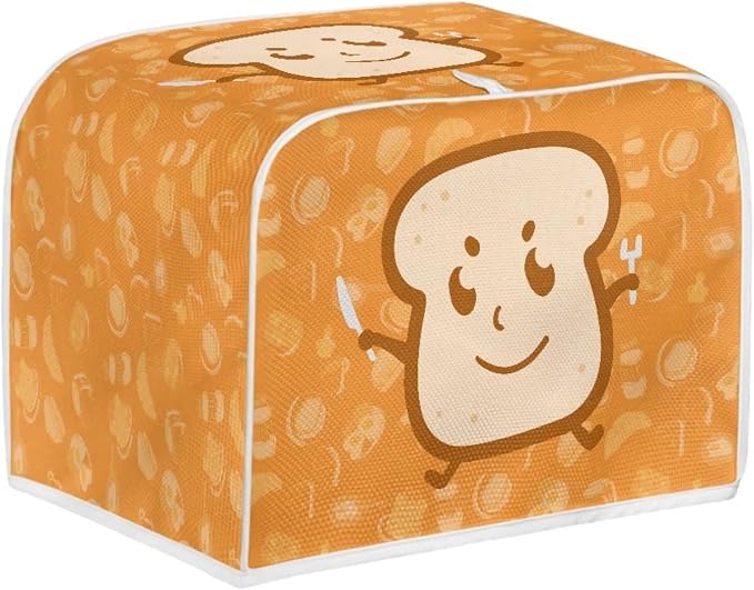 Cute Bread Print Toaster Covers Dust and Greasy Protection Bread Maker Covers for 4 Slice Toasters