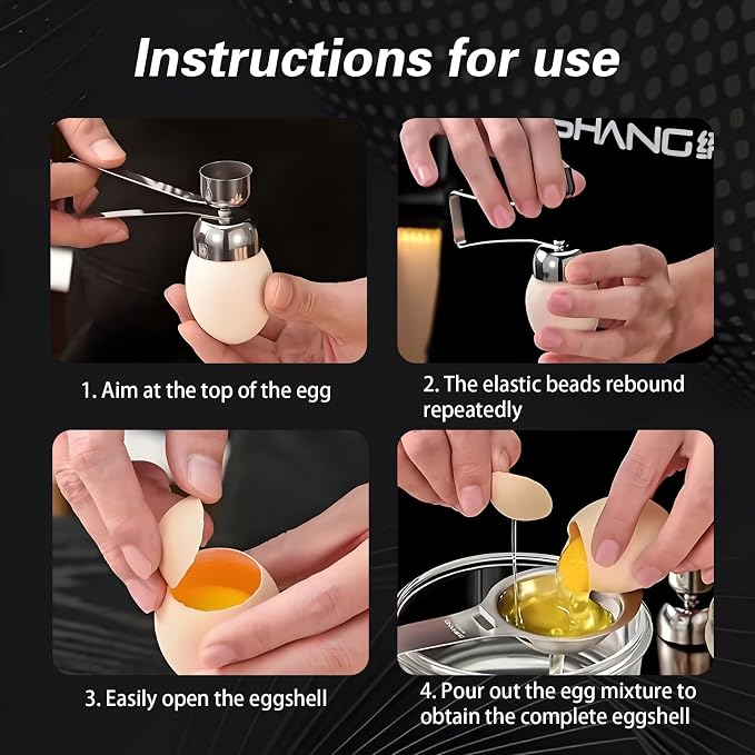 2-in-1 Egg Cracker Topper & Egg White Separator Set - Easy Open Raw Egg Shell with Elastic Ball, Yolk Separator Spoon for Baking, Cooking, and Craft (Kitchen Gadgets)