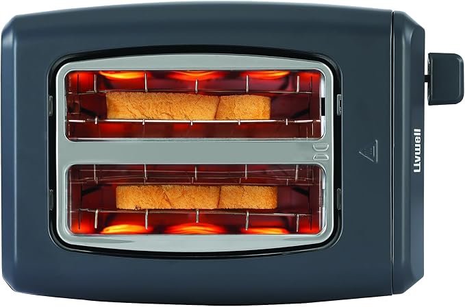 LIVWELL Smart Touch 2-Slice Metal LED Toaster - Gun Metal Finish | LED Touch Screen, 6 Browning Levels, Countdown Timer, Cancel Function, Defrost Setting, Even Heating, Compact Design