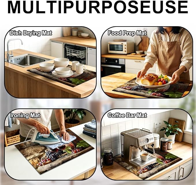 Glass top stove covers with wine splash decoration glasses 28.35x20.47 in Non Slip Mat