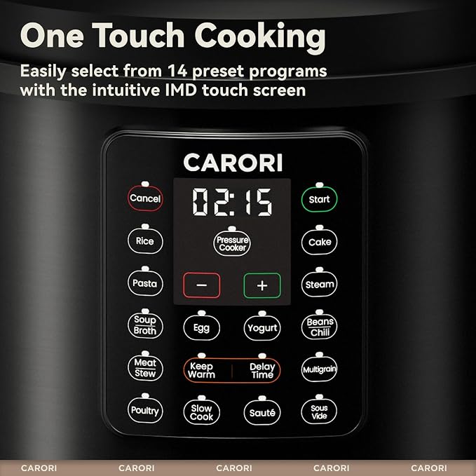 12-in-1 Electric Pressure Cooker 8 Quart, 1200W olla de presion Multi-Cooker with Stainless Steel Pot, Slow Rice Cooker, Saute, Steamer, Yogurt & Food Warmer, Delay Timer, Black