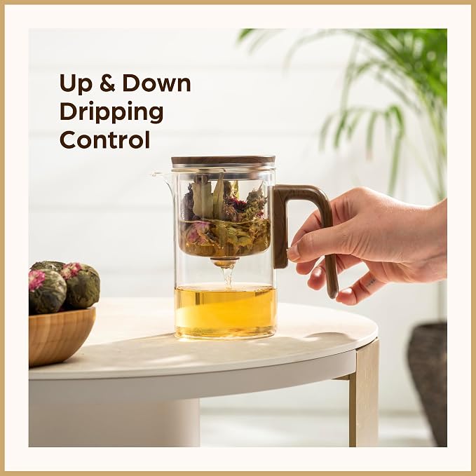 Magic Tea Pot - Modern Glass Infuser Tea pot - Water Separation Enchanted Teapot with Heat-Resistant Handle - Elegant Gift Box & Writable Card - Perfect for Loose Leaf Tea - 1000 ML (34oz)