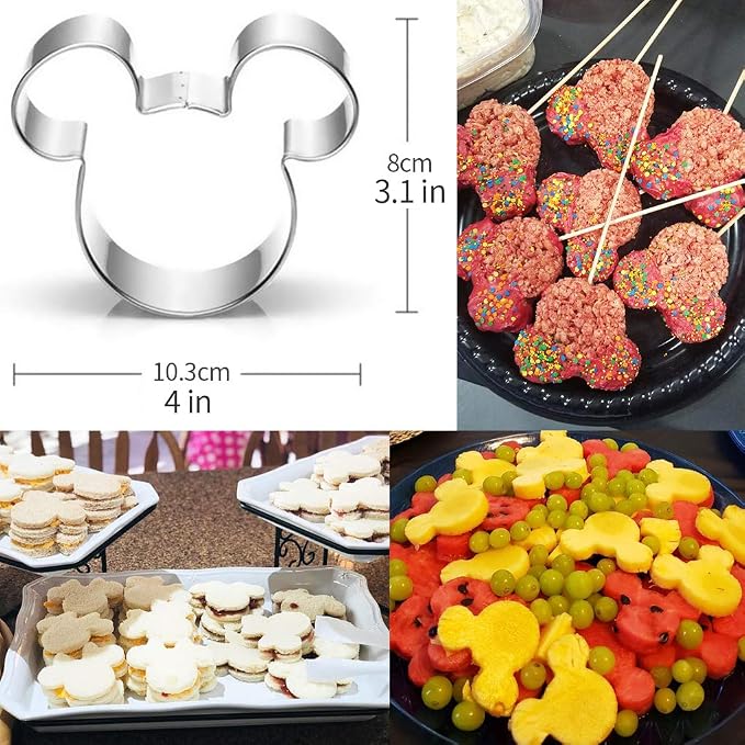 Cookie Cutters for Kids - Sandwich Cartoon of Mickey Mouse Cookie Cutter Shaped Biscuit Mould for DIY Cake Craft Bakeware Decoration Stainless Steel Cutter Set 5 pcs