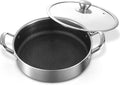 Toutrop 6 QT Hybrid Nonstick Saute Pan with Lid,Tri-Ply Stainless Steel 12.5Inch Frying Pan Cookware,Induction Skillet,Dishwasher & Oven Safe
