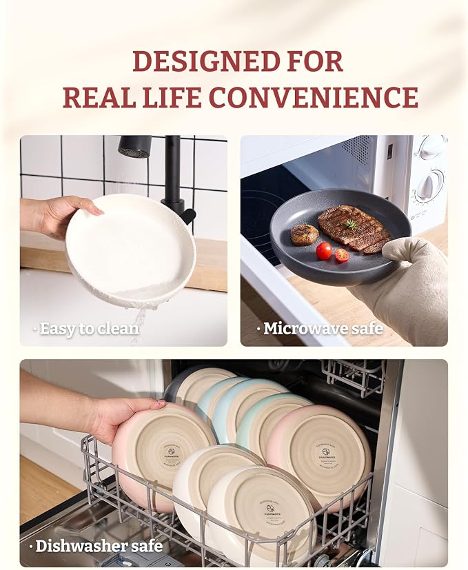 famiware Milkyway 33 oz Pasta Bowls Set of 4, Dark Charcoal & White | Double Reactive Glaze, Scratch-Resistant Stoneware Salad Bowls, Stackable, Dishwasher & Microwave Safe, Lead-Free