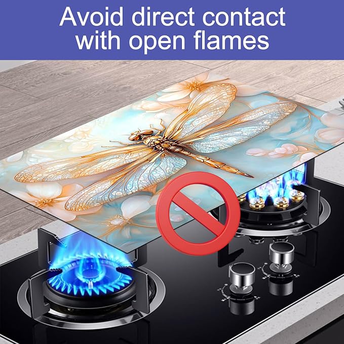 HOMETITUTE Dragonfly Stove Top Cover 28x20 Diatomite Heat Resistant Mat