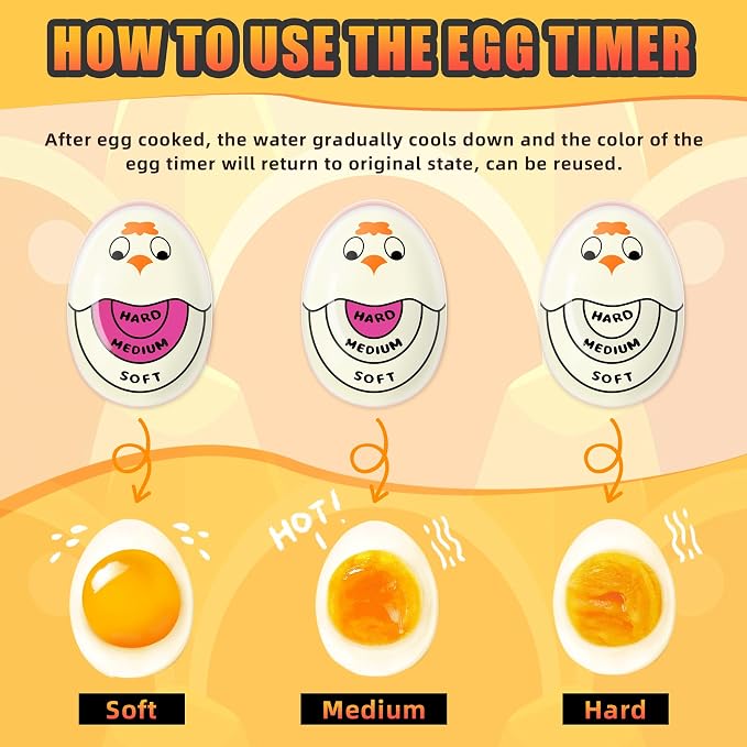 FOREV Egg Timers for Hard Boiled Eggs Timer, Purple 2pcs | BPA-Free, Color Changing Tells When Eggs are Ready